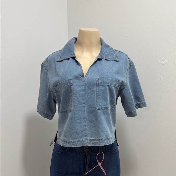Blue Denim Cropped Top - Picture 1 of 4